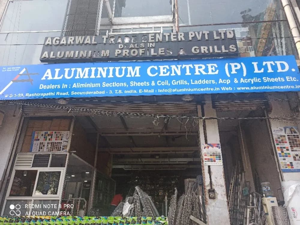 Shopfront of Aluminium Centre (P) Ltd. on Rashtrapathi Road, Secunderabad